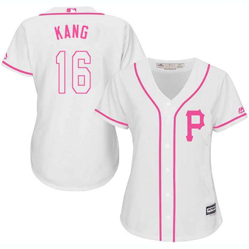Pirates #16 Jung-ho Kang White/Pink Fashion Women's Stitched MLB Jersey